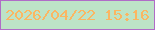 文字の大きさ：4、枠の色：b06cc7、背景の色：bde3c7、文字の色：fbb662 無料ブログパーツのブログ時計
