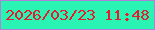 文字の大きさ：2、枠の色：b081d9、背景の色：29f4b3、文字の色：e51c2f 無料ブログパーツのブログ時計