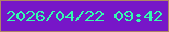 文字の大きさ：1、枠の色：b08565、背景の色：7716c8、文字の色：33fbb0 無料ブログパーツのブログ時計