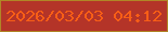 文字の大きさ：2、枠の色：b08626、背景の色：b43428、文字の色：f75e16 無料ブログパーツのブログ時計