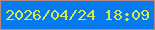 文字の大きさ：2、枠の色：b08b81、背景の色：077af0、文字の色：d8ea4e 無料ブログパーツのブログ時計