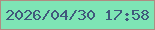 文字の大きさ：4、枠の色：b08c81、背景の色：7ee5b5、文字の色：40597c 無料ブログパーツのブログ時計