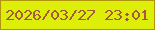 文字の大きさ：4、枠の色：b0960e、背景の色：ddee09、文字の色：a5593d 無料ブログパーツのブログ時計