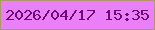 文字の大きさ：5、枠の色：b0966c、背景の色：e780f9、文字の色：730873 無料ブログパーツのブログ時計