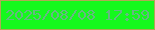 文字の大きさ：2、枠の色：b0a755、背景の色：15f81d、文字の色：67b783 無料ブログパーツのブログ時計