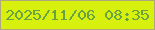 文字の大きさ：5、枠の色：b0a77f、背景の色：d7f00e、文字の色：69a242 無料ブログパーツのブログ時計