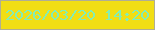 文字の大きさ：5、枠の色：b0ae94、背景の色：f1de14、文字の色：83edb6 無料ブログパーツのブログ時計