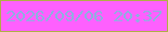 文字の大きさ：1、枠の色：b0af47、背景の色：fe60fe、文字の色：90aee0 無料ブログパーツのブログ時計