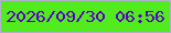 文字の大きさ：5、枠の色：b0b0cd、背景の色：52eb1e、文字の色：5801c4 無料ブログパーツのブログ時計