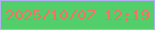 文字の大きさ：4、枠の色：b0b0f3、背景の色：52cf6b、文字の色：f87063 無料ブログパーツのブログ時計