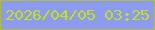 文字の大きさ：2、枠の色：b0bb43、背景の色：8c9aef、文字の色：c2e310 無料ブログパーツのブログ時計