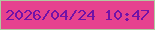 文字の大きさ：4、枠の色：b0caa0、背景の色：e6428f、文字の色：7212a7 無料ブログパーツのブログ時計