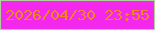 文字の大きさ：5、枠の色：b0cf9d、背景の色：f427ec、文字の色：ee871c 無料ブログパーツのブログ時計