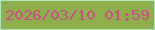 文字の大きさ：1、枠の色：b0e6bd、背景の色：8fae4c、文字の色：c84d86 無料ブログパーツのブログ時計