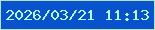 文字の大きさ：2、枠の色：b0e6be、背景の色：0952ce、文字の色：b5fad7 無料ブログパーツのブログ時計