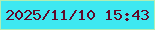 文字の大きさ：4、枠の色：b0eeb4、背景の色：3ee8f1、文字の色：610a29 無料ブログパーツのブログ時計