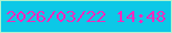 文字の大きさ：5、枠の色：b0f2cf、背景の色：0cc8e7、文字の色：f329be 無料ブログパーツのブログ時計