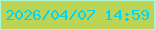 文字の大きさ：3、枠の色：b0f5d2、背景の色：bbd456、文字の色：04d5ee 無料ブログパーツのブログ時計