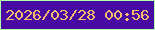 文字の大きさ：5、枠の色：b0feac、背景の色：470ba3、文字の色：f9bc6a 無料ブログパーツのブログ時計