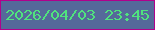文字の大きさ：1、枠の色：b1018c、背景の色：55699a、文字の色：50e27e 無料ブログパーツのブログ時計