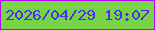 文字の大きさ：4、枠の色：b108fd、背景の色：79d346、文字の色：4a2ef5 無料ブログパーツのブログ時計