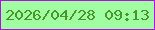 文字の大きさ：3、枠の色：b10fe3、背景の色：a0fda1、文字の色：4b962a 無料ブログパーツのブログ時計