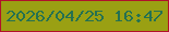文字の大きさ：1、枠の色：b1112b、背景の色：9aa013、文字の色：257151 無料ブログパーツのブログ時計