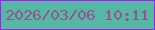 文字の大きさ：5、枠の色：b112ff、背景の色：54b8a3、文字の色：965296 無料ブログパーツのブログ時計
