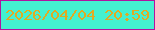 文字の大きさ：3、枠の色：b114a0、背景の色：44f1d0、文字の色：e1ab22 無料ブログパーツのブログ時計