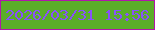 文字の大きさ：2、枠の色：b116aa、背景の色：5bad29、文字の色：8950fc 無料ブログパーツのブログ時計