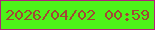 文字の大きさ：4、枠の色：b1217b、背景の色：4df319、文字の色：a24635 無料ブログパーツのブログ時計