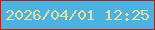文字の大きさ：1、枠の色：b12218、背景の色：4bb2e1、文字の色：e2e09b 無料ブログパーツのブログ時計
