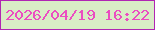 文字の大きさ：2、枠の色：b125b3、背景の色：d9ecc6、文字の色：eb4dc1 無料ブログパーツのブログ時計