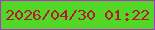 文字の大きさ：2、枠の色：b130c8、背景の色：53d727、文字の色：b61732 無料ブログパーツのブログ時計