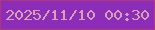文字の大きさ：3、枠の色：b13778、背景の色：8c2db9、文字の色：d8a1b0 無料ブログパーツのブログ時計