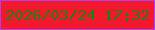 文字の大きさ：3、枠の色：b13ef4、背景の色：f3182c、文字の色：1d8115 無料ブログパーツのブログ時計
