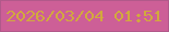 文字の大きさ：4、枠の色：b1598a、背景の色：cd5f97、文字の色：d2a93d 無料ブログパーツのブログ時計