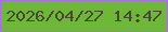 文字の大きさ：4、枠の色：b167fa、背景の色：6eb837、文字の色：494734 無料ブログパーツのブログ時計