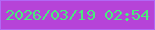 文字の大きさ：5、枠の色：b168f5、背景の色：b643d8、文字の色：4beb7c 無料ブログパーツのブログ時計