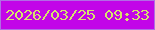文字の大きさ：5、枠の色：b16de5、背景の色：c206e8、文字の色：d6e36d 無料ブログパーツのブログ時計
