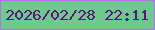 文字の大きさ：2、枠の色：b171eb、背景の色：6fc98e、文字の色：60117b 無料ブログパーツのブログ時計