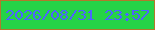 文字の大きさ：2、枠の色：b1792b、背景の色：25d347、文字の色：4d63ff 無料ブログパーツのブログ時計
