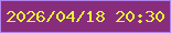 文字の大きさ：4、枠の色：b184eb、背景の色：882c7c、文字の色：e7f536 無料ブログパーツのブログ時計