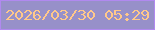 文字の大きさ：3、枠の色：b189ef、背景の色：9790c9、文字の色：ffc88a 無料ブログパーツのブログ時計