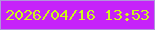 文字の大きさ：2、枠の色：b193dc、背景の色：c623f9、文字の色：cdf91b 無料ブログパーツのブログ時計