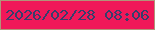 文字の大きさ：4、枠の色：b19479、背景の色：f01859、文字の色：383e6c 無料ブログパーツのブログ時計