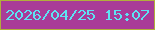 文字の大きさ：5、枠の色：b1ae3c、背景の色：a93b98、文字の色：5de3f3 無料ブログパーツのブログ時計