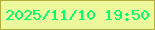 文字の大きさ：4、枠の色：b1af3c、背景の色：edf79b、文字の色：04fe72 無料ブログパーツのブログ時計