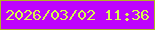文字の大きさ：4、枠の色：b1b525、背景の色：be04fd、文字の色：d8fb4b 無料ブログパーツのブログ時計