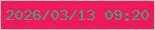 文字の大きさ：2、枠の色：b1c2ba、背景の色：f0185e、文字の色：479b7e 無料ブログパーツのブログ時計